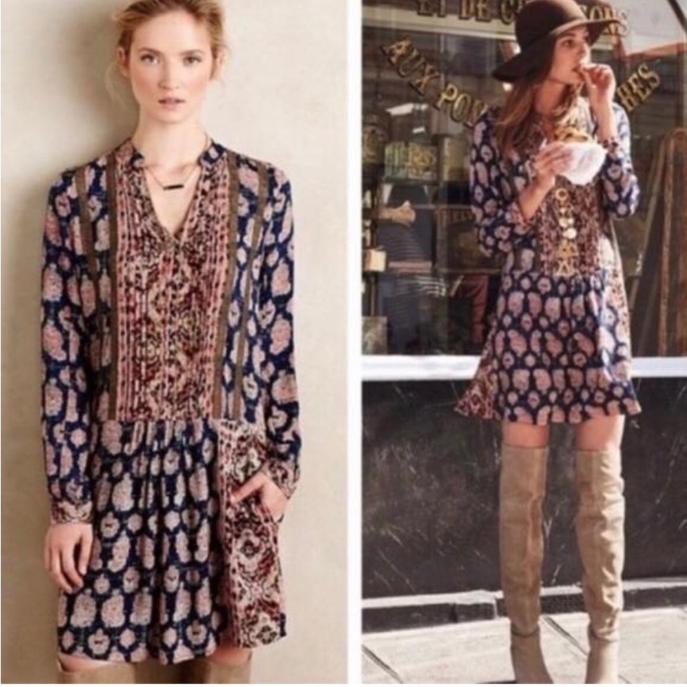 Anthro Vintage tapestry look boho dress